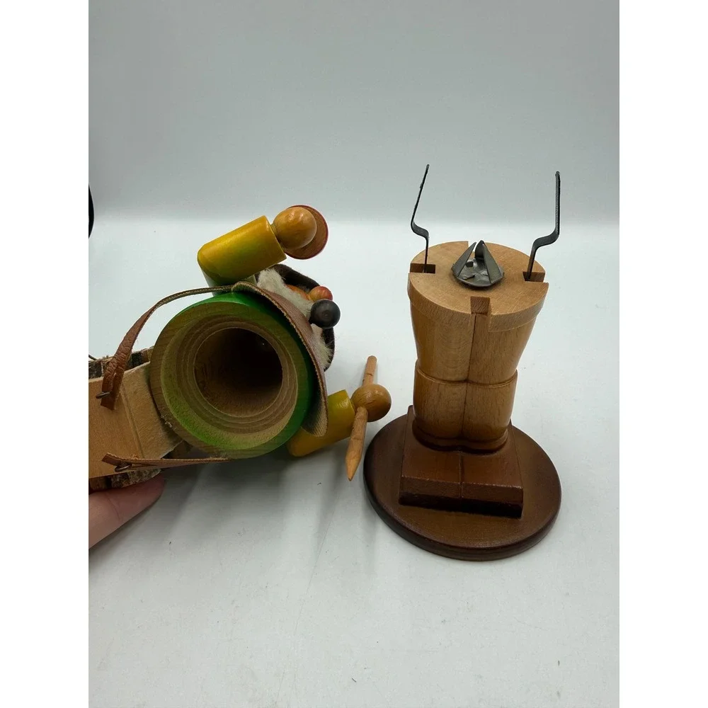 Vtg 1984‎ Steinbach German Wood Smoker Woodsman Lucky Mushroom Picker Signed 10